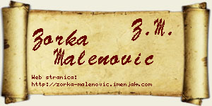 Zorka Malenović vizit kartica
